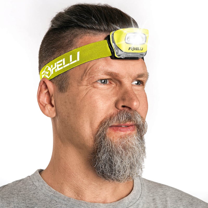 Foxelli LED Headlamp Flashlight for Adults & Kids, Running, Camping, Hiking Head Lamp with White & Red Light, Comfortable Headband, Lightweight & Waterproof, 3 AAA Batteries - Image 1